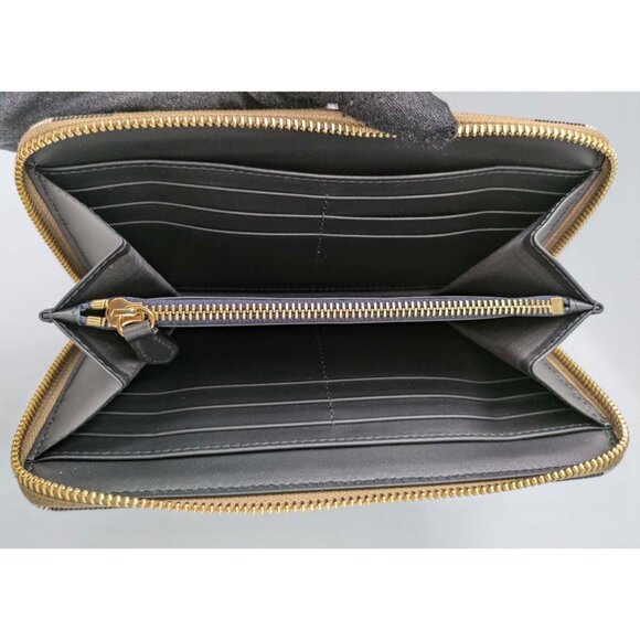 Burberry Check Zip Around Leather Wallet Dark Blue 8084516 - Picture 7 of 11